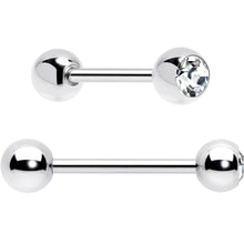 Load image into Gallery viewer, Green CZ Gem Crescent Moon Marbleized Barbell Tongue Ring Set of 4
