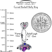 Load image into Gallery viewer, Pink Purple Gem Spiderweb Heart Love Insect Double Mount Belly Ring
