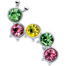 Load image into Gallery viewer, 16G 5/16 Green Pink Gem Caterpillar Labret Monroe Tragus
