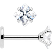 Load image into Gallery viewer, 3mm CZ Gem Square Flat Back Stud Earrings - 1 Pair
