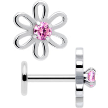 Load image into Gallery viewer, Pink CZ Gem Loopy Daisy Flat Back Stud Earrings - 1 Pair
