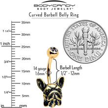 Load image into Gallery viewer, Clear CZ Gem Gold Tone Anodized French Bulldog Belly Ring
