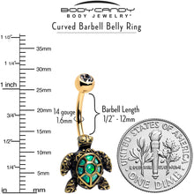 Load image into Gallery viewer, Clear CZ Gem Gold Tone Anodized Sea Turtle Style Belly Ring
