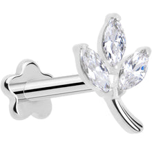 Load image into Gallery viewer, 16G 5/16 CZ Gem Leaves Medical Grade Titanium Reversible Flat Back Earring
