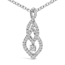 Load image into Gallery viewer, Sterling Silver 1/3 Cttw Diamond Swirl Teardrop Pendant Necklace
