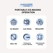 Load image into Gallery viewer, Countertop Portable Ice Maker – 26lb/24h, 9 Cubes/6min, Black
