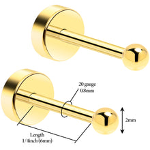 Load image into Gallery viewer, 14k Yellow Gold Plated 2mm Ball Flat Back Stud Earrings - 1 Pair
