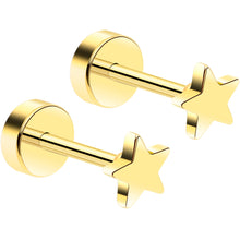 Load image into Gallery viewer, 14k Yellow Gold Plated 3mm Star Flat Back Stud Earrings - 1 Pair
