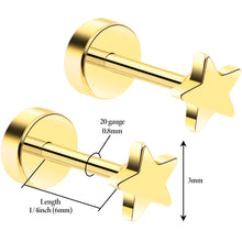 Load image into Gallery viewer, 14k Yellow Gold Plated 3mm Star Flat Back Stud Earrings - 1 Pair
