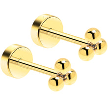 Load image into Gallery viewer, 14k Yellow Gold Plated 3mm Trinity Ball Flat Back Stud Earrings - 1 Pair
