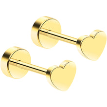 Load image into Gallery viewer, 14k Yellow Gold Plated 4mm Heart Flat Back Stud Earrings - 1 Pair
