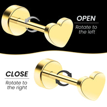 Load image into Gallery viewer, 14k Yellow Gold Plated 4mm Heart Flat Back Stud Earrings - 1 Pair
