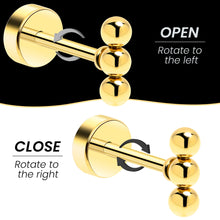 Load image into Gallery viewer, 14k Yellow Gold Plated 4mm Trinity Ball Flat Back Stud Earrings - 1 Pair
