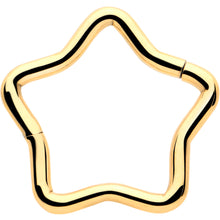 Load image into Gallery viewer, 16G 5/16 Gold Tone Star Shaped Hinged Segment Ring
