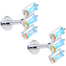 Load image into Gallery viewer, Titanium Flat Back Earring Set - Staggered Aurora CZ 16G

