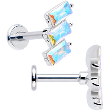 Load image into Gallery viewer, Titanium Flat Back Earring Set - Staggered Aurora CZ 16G
