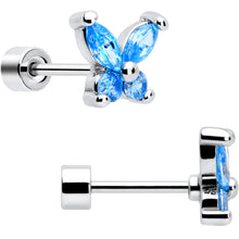 Load image into Gallery viewer, Blue CZ Celestial Butterfly Flat Back Stud Earrings - 3 Pairs
