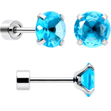 Load image into Gallery viewer, Blue CZ Flat Back Stud Earrings - 3 Pairs
