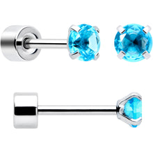 Load image into Gallery viewer, Blue CZ Flat Back Stud Earrings - 3 Pairs
