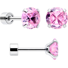 Load image into Gallery viewer, Pink CZ Flat Back Stud Earrings - 3 Pairs
