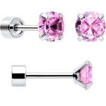 Load image into Gallery viewer, Pink CZ Flat Back Stud Earrings - 3 Pairs
