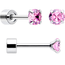 Load image into Gallery viewer, Pink CZ Flat Back Stud Earrings - 3 Pairs
