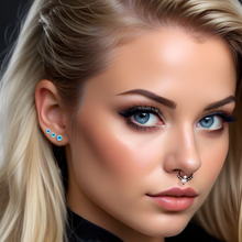 Load image into Gallery viewer, Blue CZ Flat Back Stud Earrings - 3 Pairs

