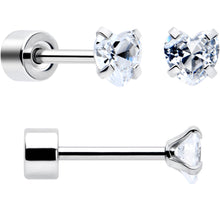 Load image into Gallery viewer, Clear Heart CZ Flat Back Stud Earrings - 3 Pairs
