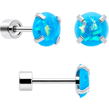 Load image into Gallery viewer, Blue Synthetic Opal Flat Back Stud Earrings - 3 Pairs
