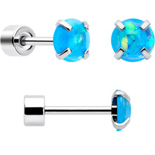 Load image into Gallery viewer, Blue Synthetic Opal Flat Back Stud Earrings - 3 Pairs
