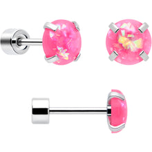 Load image into Gallery viewer, Pink Synthetic Opal Flat Back Stud Earrings - 3 Pairs

