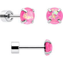 Load image into Gallery viewer, Pink Synthetic Opal Flat Back Stud Earrings - 3 Pairs
