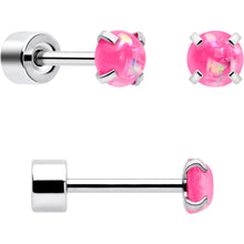 Load image into Gallery viewer, Pink Synthetic Opal Flat Back Stud Earrings - 3 Pairs
