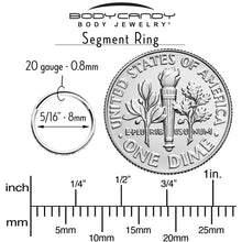 Load image into Gallery viewer, 20G 5/16 Clear Cubic Zirconia Forward Facing Hinged Segment Ring
