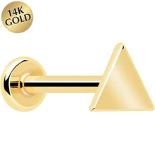 Load image into Gallery viewer, 14k Solid Yellow Gold 3mm Triangle Threadless Push In Flat Back Stud
