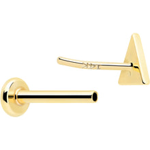 Load image into Gallery viewer, 14k Solid Yellow Gold 3mm Triangle Threadless Push In Flat Back Stud
