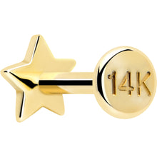 Load image into Gallery viewer, 14k Solid Yellow Gold 3mm Star Threadless Push In Flat Back Stud
