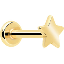 Load image into Gallery viewer, 14k Solid Yellow Gold 3mm Star Threadless Push In Flat Back Stud
