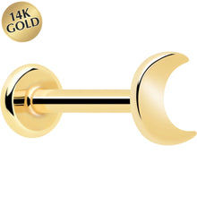 Load image into Gallery viewer, 14k Solid Yellow Gold 3mm Moon Threadless Push In Flat Back Stud
