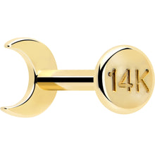 Load image into Gallery viewer, 14k Solid Yellow Gold 3mm Moon Threadless Push In Flat Back Stud
