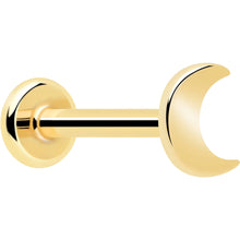 Load image into Gallery viewer, 14k Solid Yellow Gold 3mm Moon Threadless Push In Flat Back Stud

