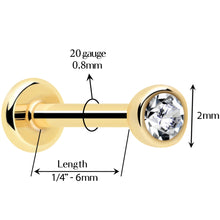 Load image into Gallery viewer, 14k Solid Yellow Gold 2mm CZ Gem Threadless Push In Flat Back Stud
