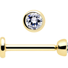 Load image into Gallery viewer, 14k Solid Yellow Gold 2mm CZ Gem Threadless Push In Flat Back Stud
