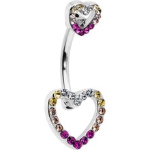 Load image into Gallery viewer, Romance Gem Open Heart Valentine Double Mount Belly Ring
