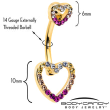Load image into Gallery viewer, Romance Gem Open Heart Valentine Double Mount Belly Ring
