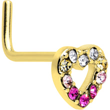 Load image into Gallery viewer, 20G Romance Gem Open Heart L Shape Nose Ring

