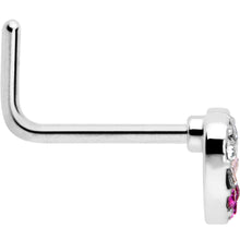 Load image into Gallery viewer, 20G Romance Gem Open Heart L Shape Nose Ring
