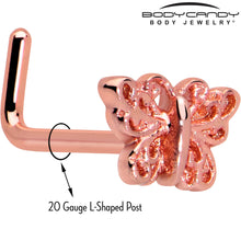 Load image into Gallery viewer, 20G 7mm Butterfly Classic L Shape Nose Ring
