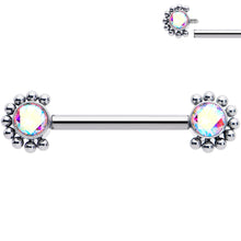 Load image into Gallery viewer, 14G 9/16 Aurora CZ Gem ASTM F-136 Titanium Internally Threaded Nipple Ring
