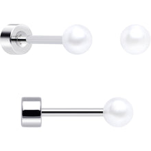 Load image into Gallery viewer, 20G Clear Gem White Orb Flatback Earring Set of 6
